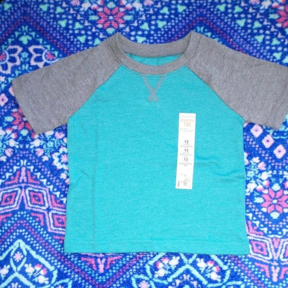 JUMPING BEANS baby boy t-shirt, dark teal with gray, 12 month,  k-328 - Picture 2 of 3